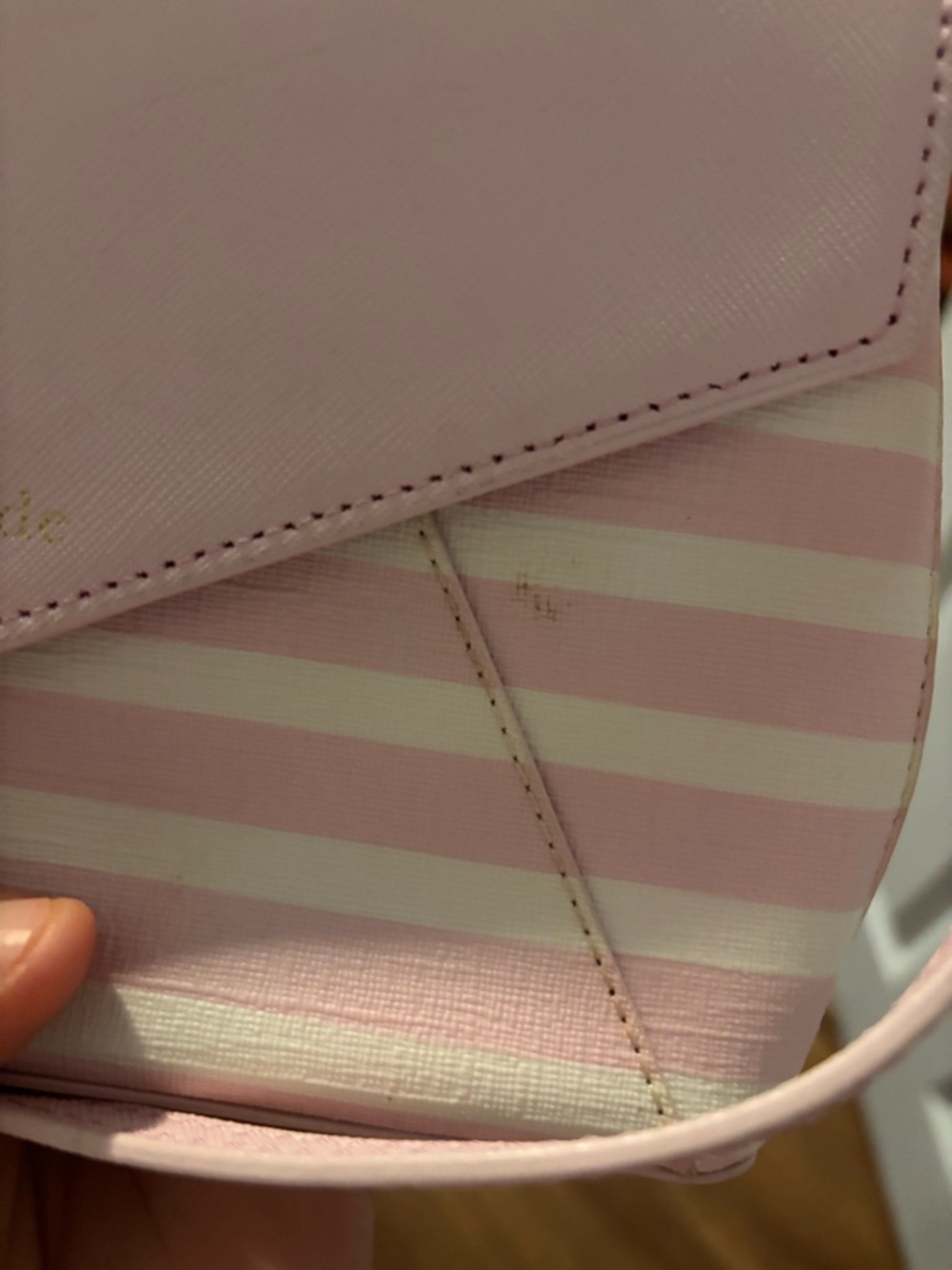 Kate Spade Striped Pink Crossbody Shoulder Bag - Compact Women's Purse - Picture 5 of 5